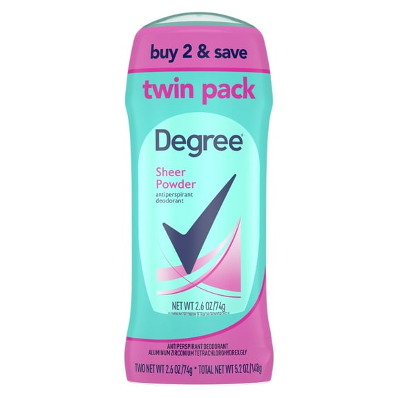 Degree Sheer Powder Antiperspirant Deodorant 2.6 oz Twin Pack