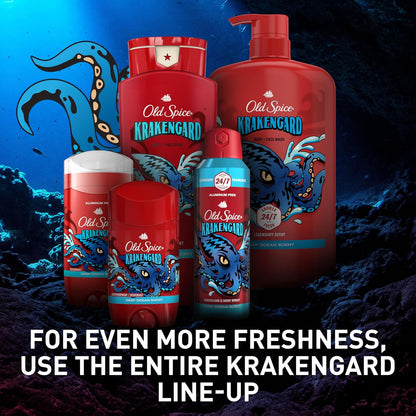 Old Spice Aluminum Free Body Spray for Men, 24/7 Odor Protection, 24/7 Lasting Fragnance & Freshness, Cologne Quality Scent, Krakengard with Deep Ocean Scent, 5.1 oz (Pack of 2)