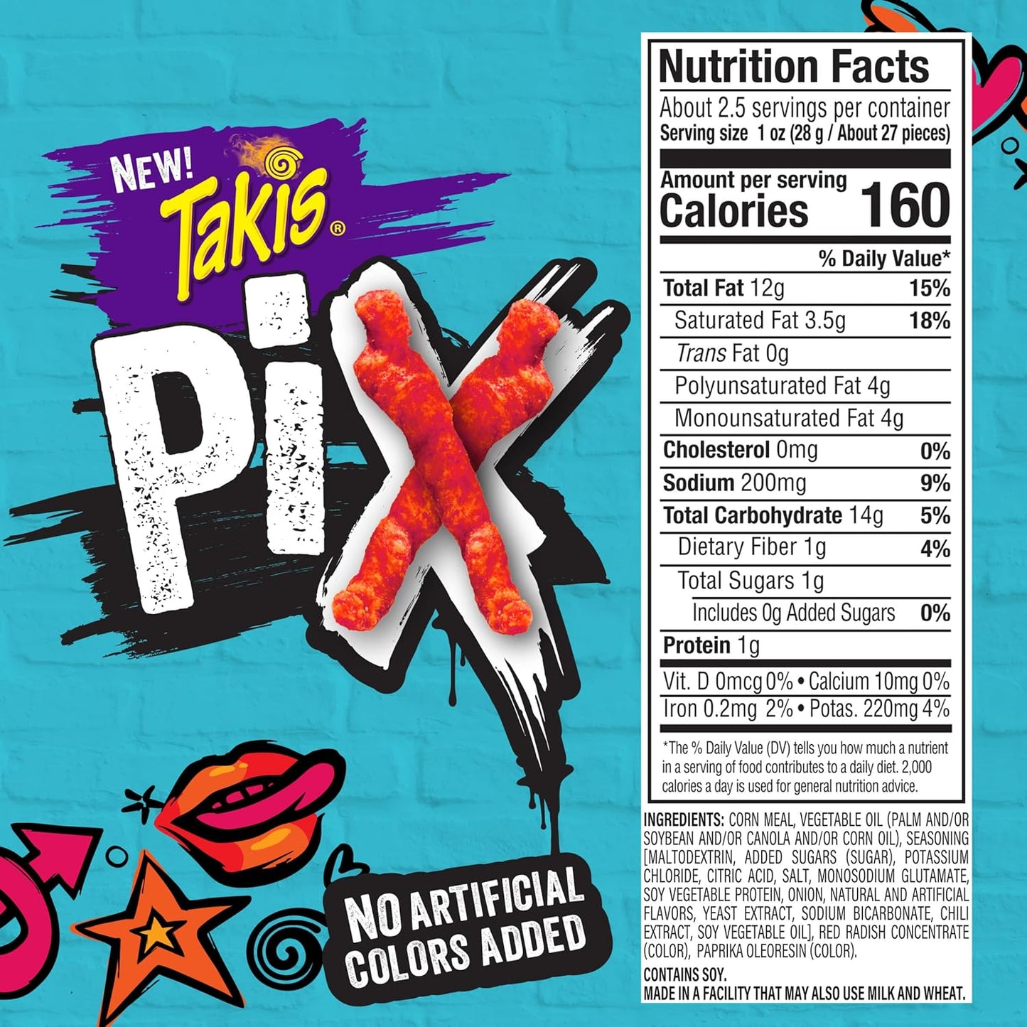 Takis Fuego Pix 2.875 oz Snack Size Bag, Hot Chili Pepper & Lime Flavored Extreme Spicy Snack (Pack of 4)