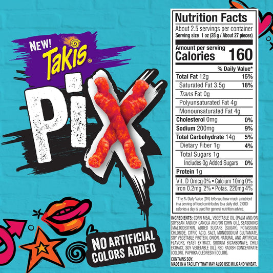 Takis Fuego Pix 2.875 oz Snack Size Bag, Hot Chili Pepper & Lime Flavored Extreme Spicy Snack (Pack of 4)