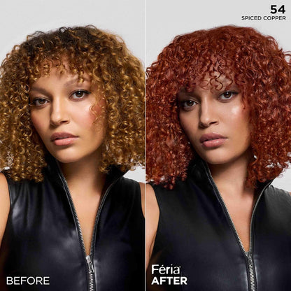L'Oreal Paris Feria Multi-Faceted Shimmering Permanent Hair Color, High Intensity Hair Dye for 3X Highlights, 54 Spiced Copper, 1 Kit (Pack of 2)