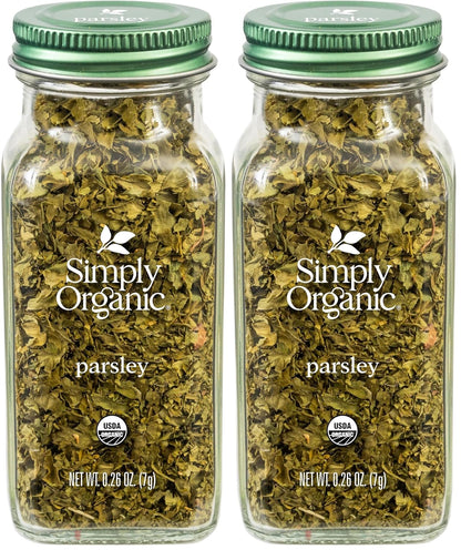 Simply Organic Parsley Flakes, 0.26-Ounce Jar, Fresh, Green-Leafy Taste, Vibrant Color Italian Parsley, Kosher, Organic (Pack of 2)