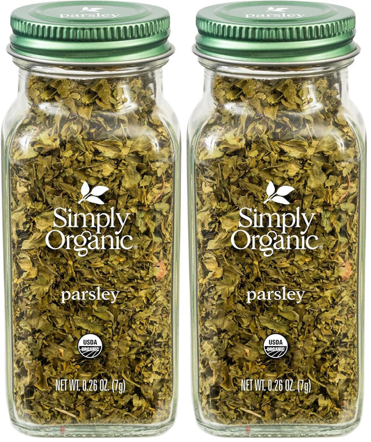 Simply Organic Parsley Flakes, 0.26-Ounce Jar, Fresh, Green-Leafy Taste, Vibrant Color Italian Parsley, Kosher, Organic (Pack of 2)