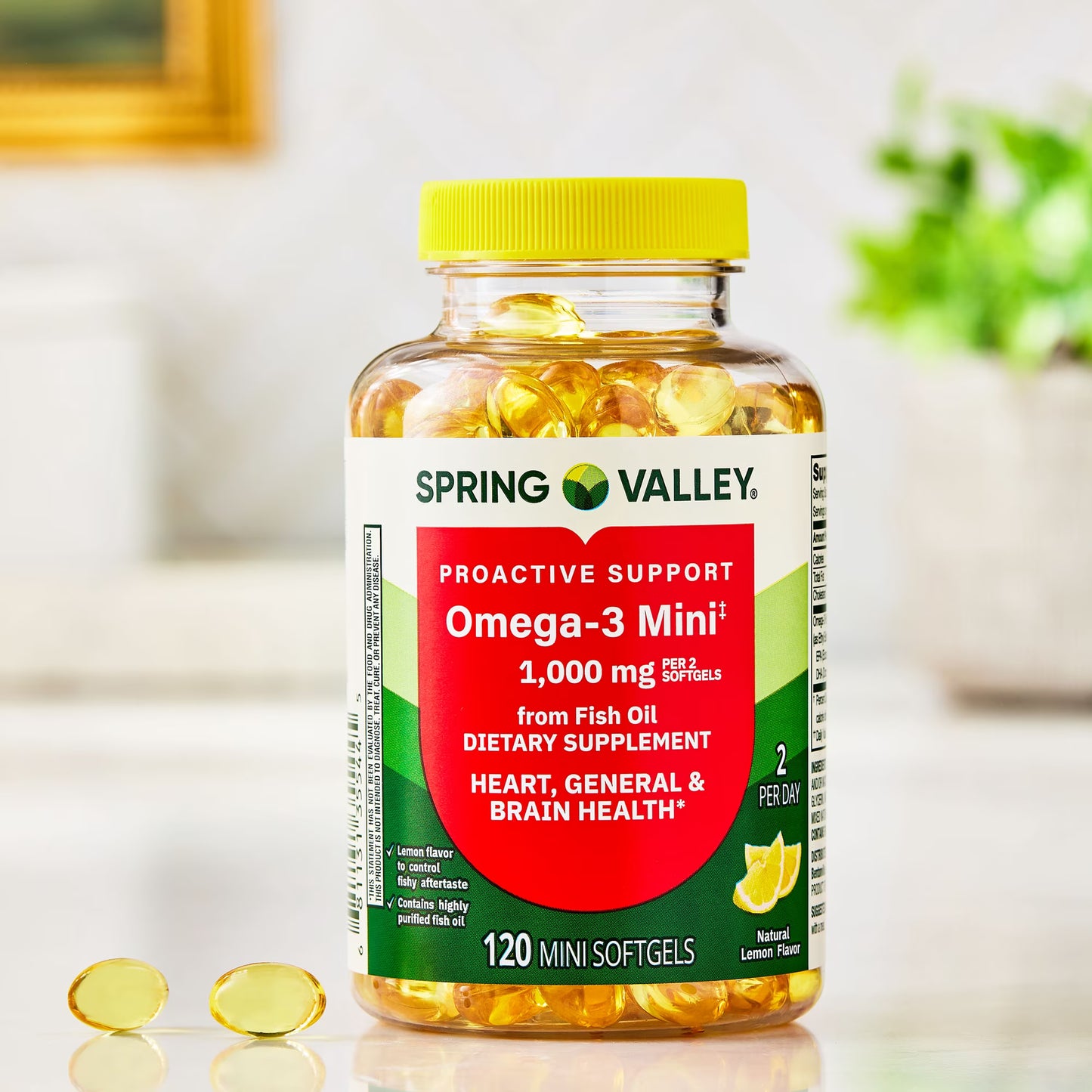 Spring Valley Proactive Support Omega-3 Mini from Fish Oil Dietary Supplement, 1000 mg, 120 Count