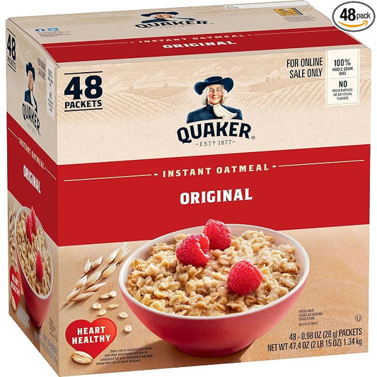 Quaker Instant Oatmeal, Original, Individual Packets, 0.98 Ounce , 48 Count (Pack of 1 )