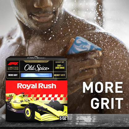 Old Spice Bar Soap for Men, F1 Collection, Cold Pressed with More Grit, Fast Track to Freshness, Made with Natural Oils & Plant Based Cleanser, Royal Rush with Zest & Zero Drag Scent, 5 oz