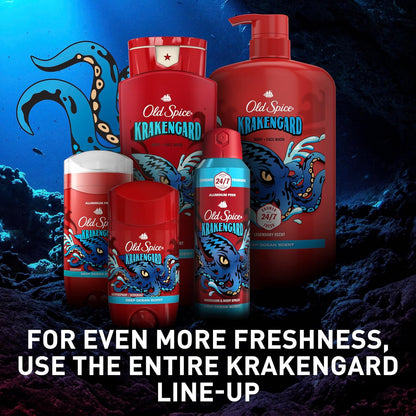 Old Spice Aluminum Free Deodorant for Men, 24/7 Odor Protection, 24/7 Freshness & Lasting Scent, Goes on Clear, Krakengard with Deep Ocean Scent, 2.6 oz