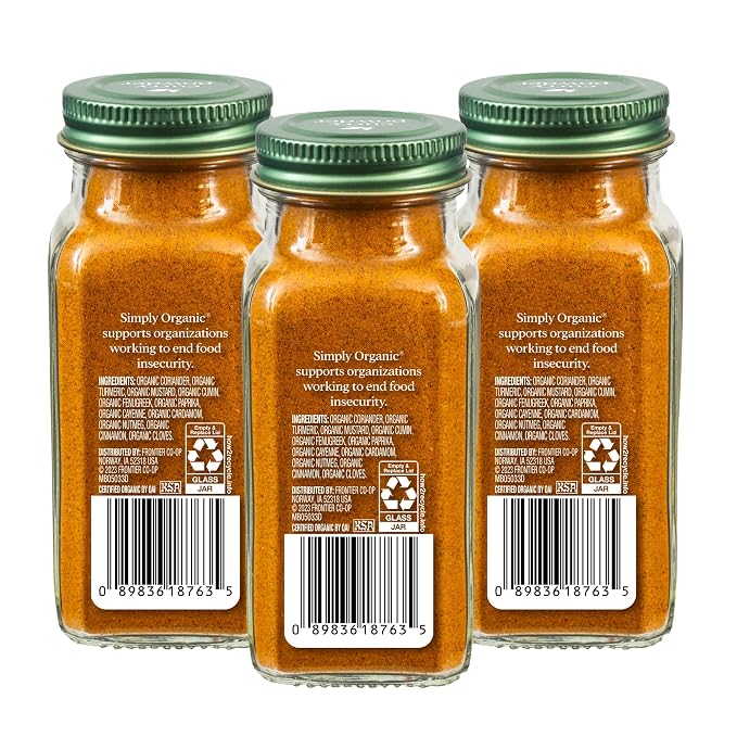 Simply Organic Certified Organic Curry Powder, 3-Ounce 3-Pack, Aromatic Blend 11 Indian Cooking Spice for Meat, Seafood, Tofu