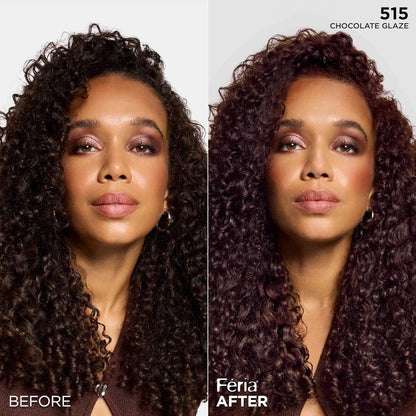 L'Oreal Paris Feria Multi-Faceted Shimmering Permanent Hair Color, High Intensity Hair Dye for 3X Highlights, 515 Chocolate Glaze, 1 Kit