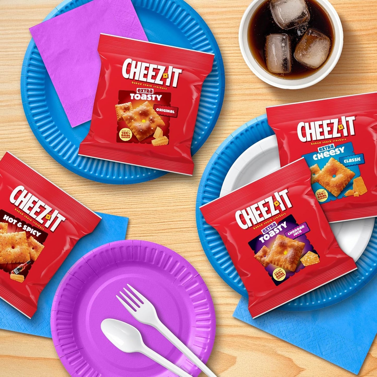 Cheez-It Variety Pack Baked Snack Crackers, Lunch Snacks (20 Packs)
