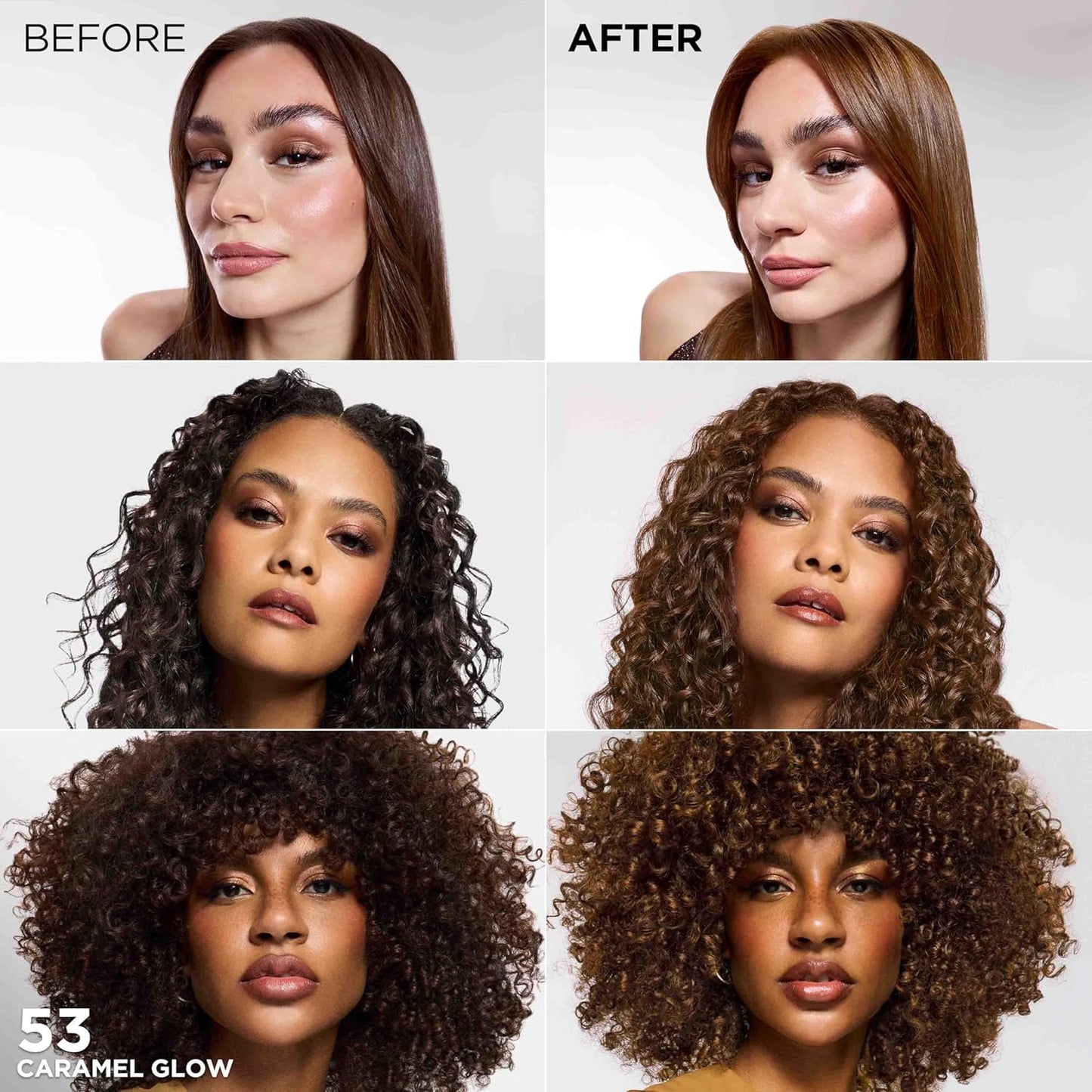 L'Oreal Paris Feria Multi-Faceted Shimmering Permanent Hair Color, High Intensity Hair Dye for 3X Highlights, 53 Caramel Glow, 1 Kit (Pack of 2)