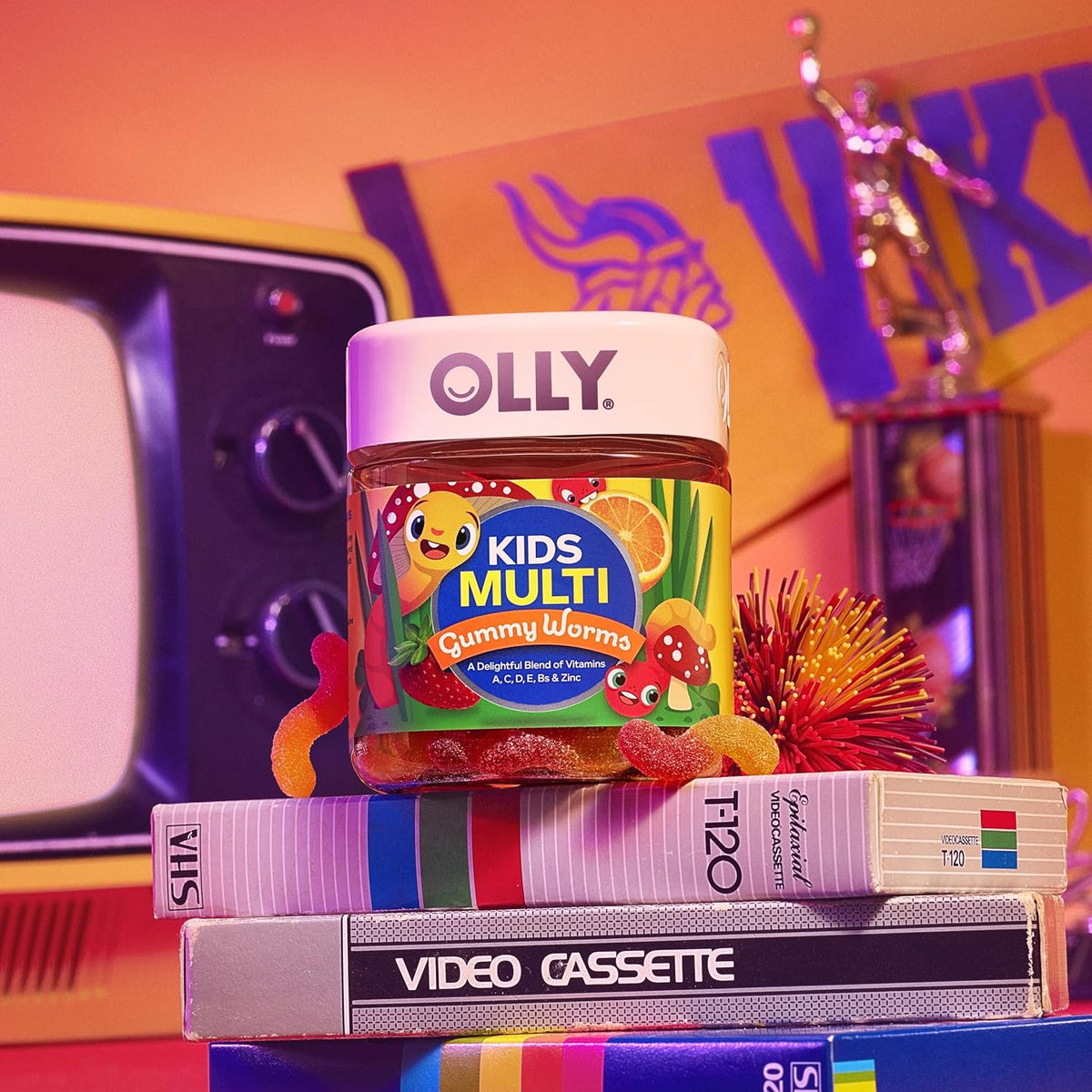 OLLY Kids Multi Gummy Worms, Overall Wellness & Immune Support - 100 Count