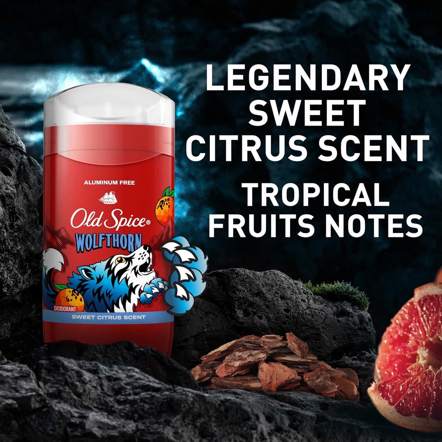 Old Spice Aluminum Free Deodorant for Men, 24/7 Long-Lasting Freshness & Scent, Long Lasting Protection to Help Fight Odors, Legendary Fragrance, Wolfthorn Sweet Citrus Scent, 3 oz (Pack of 2)