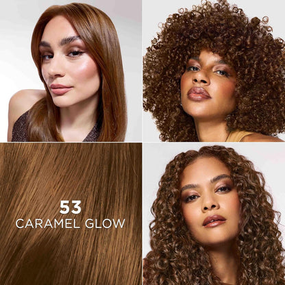 L'Oreal Paris Feria Multi-Faceted Shimmering Permanent Hair Color, High Intensity Hair Dye for 3X Highlights, 53 Caramel Glow, 1 Kit