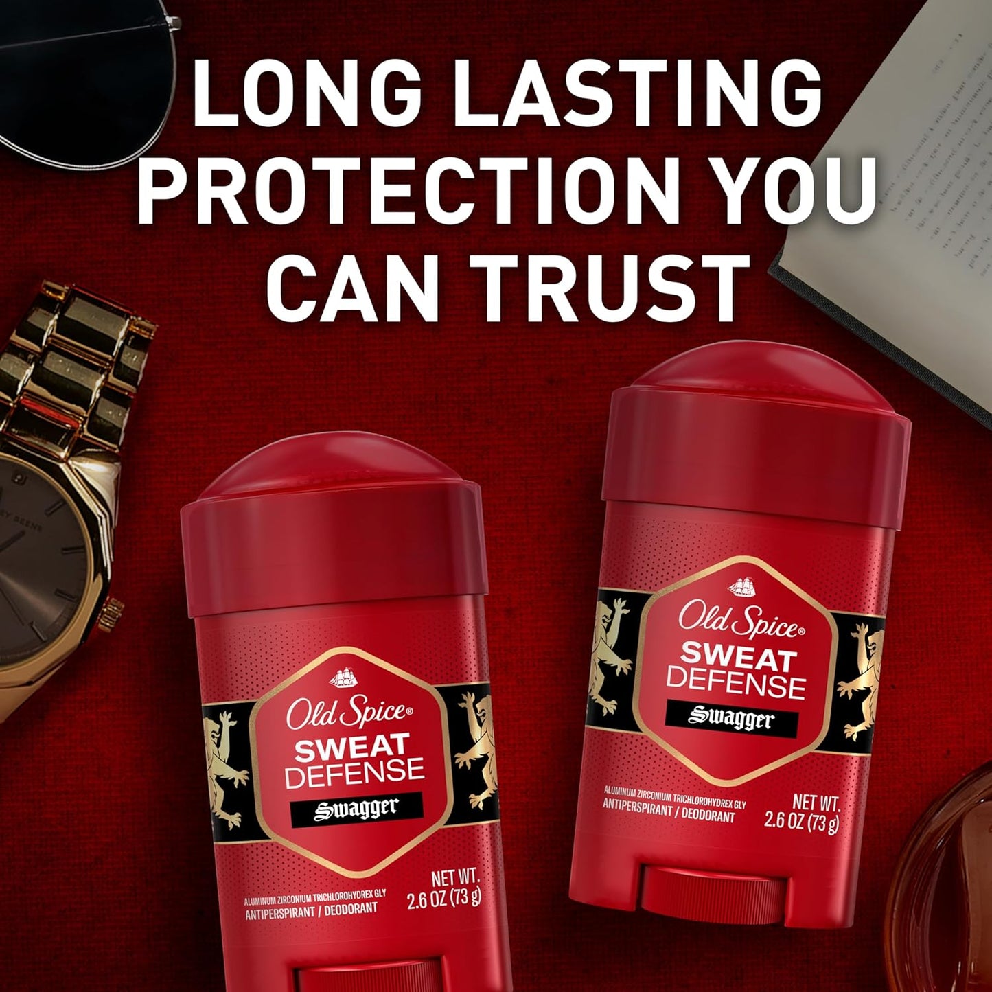 Old Spice Sweat Defense Antiperspirant & Deodorant for Men, 24/7 Ultimate Sweat Protection, Long Lasting Scent, Soft Solid, Swagger with Cedarwood Scent, 2.6 oz (Pack of 12)