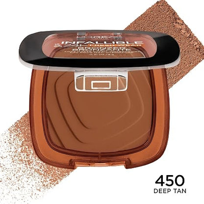 L'Oreal Paris Infallible Up to 24H Fresh Wear Soft Matte Longwear Bronzer. Waterproof, heatproof, Transfer, humidity and sweatproof, Deep Tan, 0.31 oz