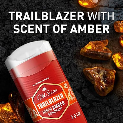 Old Spice Aluminum Free Deodorant for Men, 24/7 Odor Protection, 24/7 Freshness & Lasting Scent, Trailblazer with Amber Scent, 3.0 oz (Pack of 3)