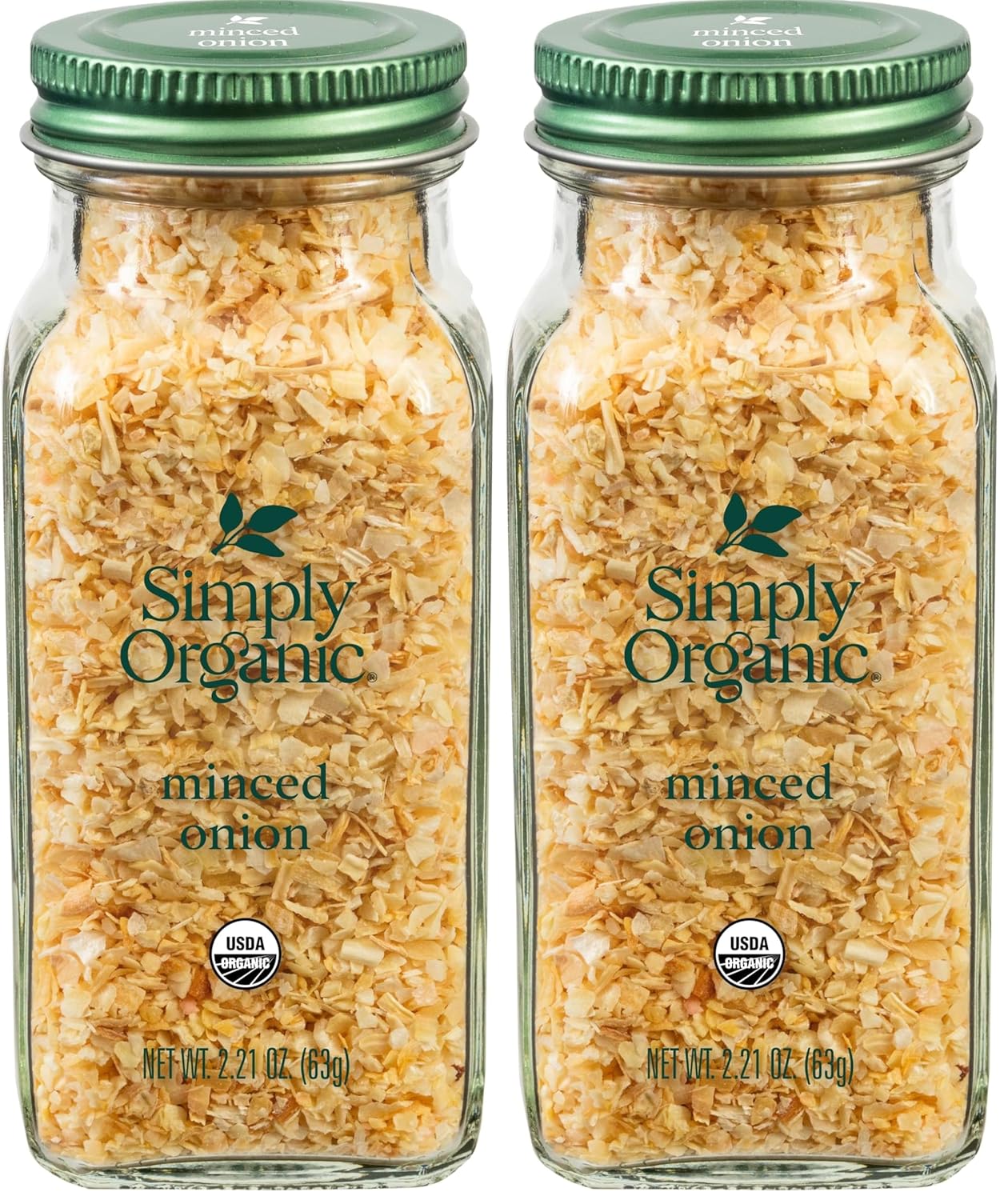 Simply Organic Certified Organic Minced White Onion, 2.21-Ounce Jar, Warm, Sweet, Salty Flavor For Stews & Soups, Kosher (Pack of 2)