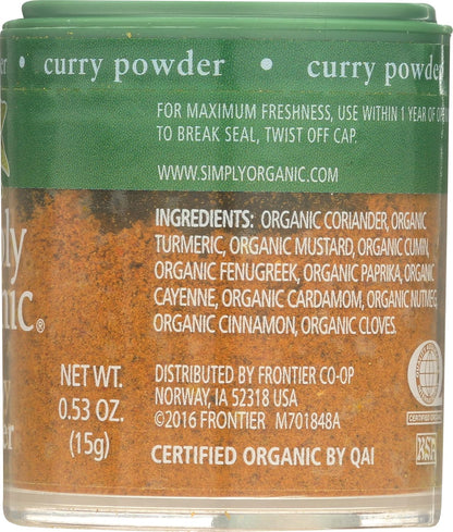 Simply Organic Curry Powder, Certified Organic, Kosher, Mini Spices | 0.53 Ounce (Pack of 1)