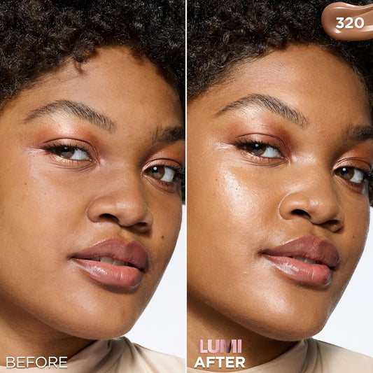 L'Oreal Paris Lumi Le Glow Skin Tint, Lightweight Water-Based Tinted Serum with Foundation-Like Coverage, Glow Illuminator, Cool 320, 0.85 Fl Oz