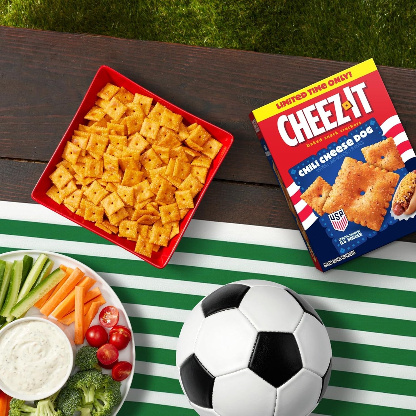 Cheez-It Baked Snack Crackers, U.S. Soccer Sponsor, Chili Cheese Dog, 12.4oz Box (1 Box) (Pack of 2)
