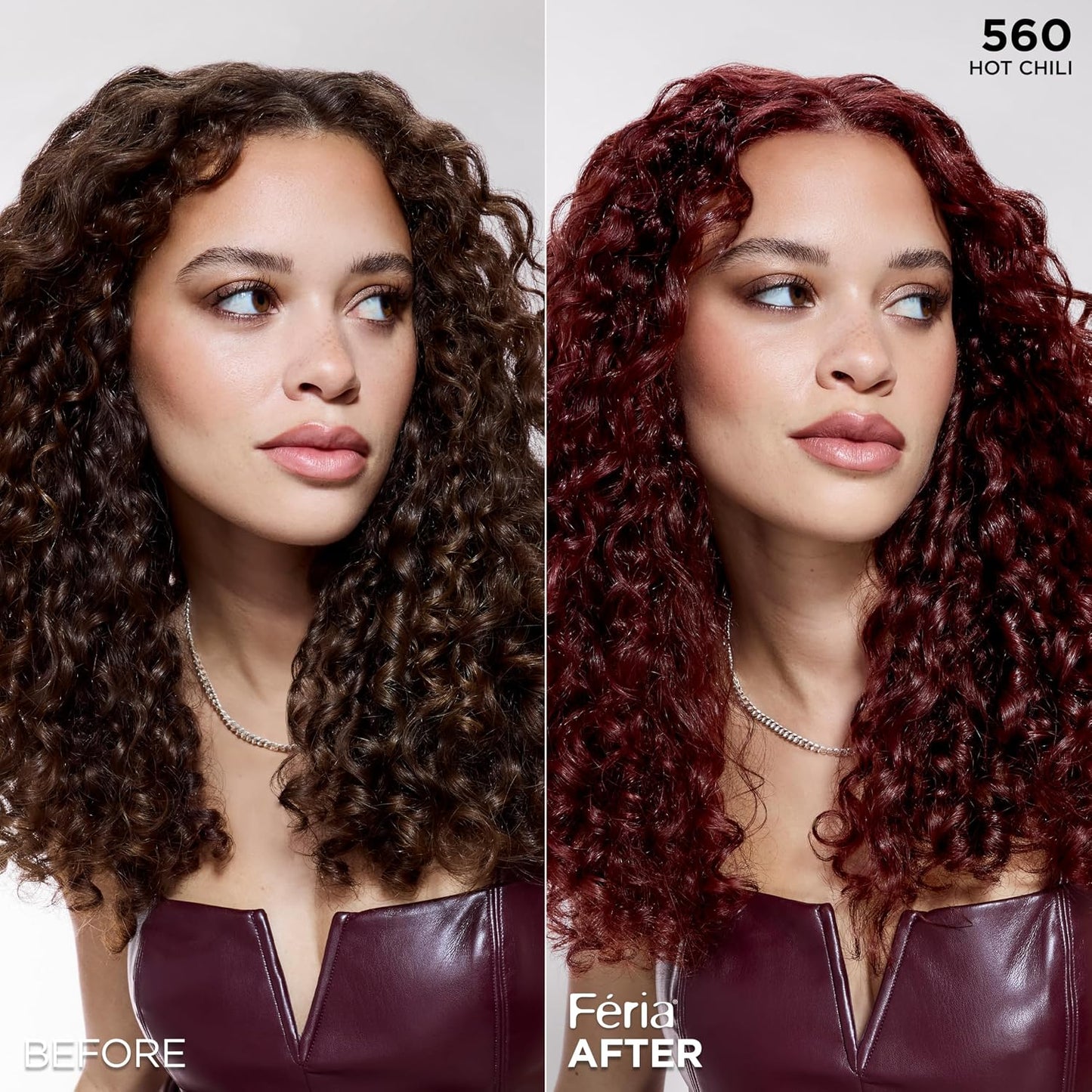 L'Oreal Paris Feria Multi-Faceted Shimmering Permanent Hair Color, High Intensity Hair Dye for 3X Highlights, 560 Hot Chili, 1 Kit (Pack of 2)
