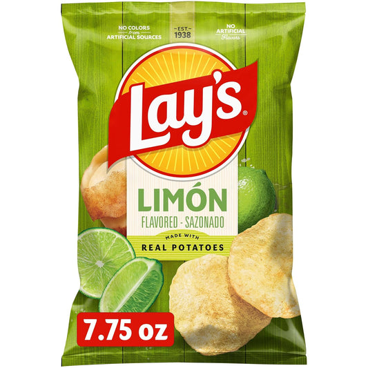 Lay's Potato Chips, Limon Flavored Snacks, 7.75oz Bag