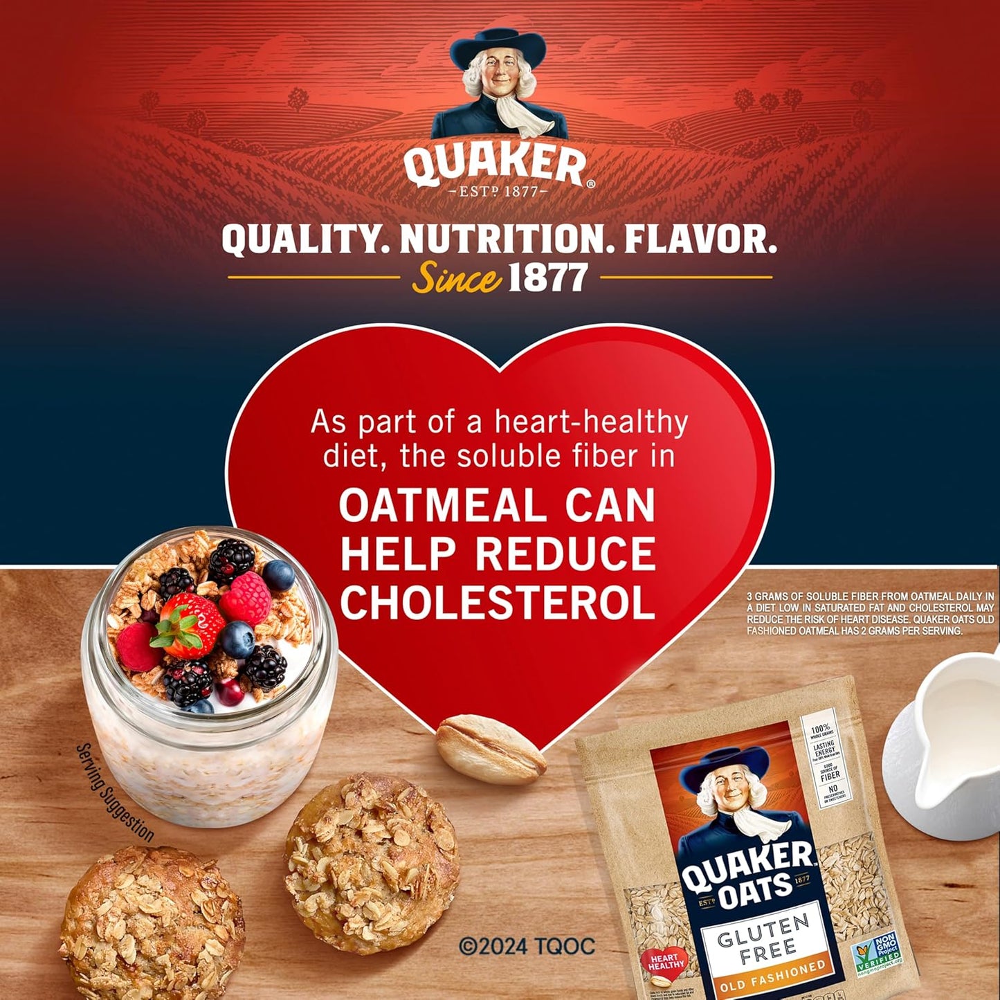 Quaker Gluten Free Old Fashioned Rolled Oats, Non GMO Project Verified, 24oz Resealable Bags (Pack of 4)