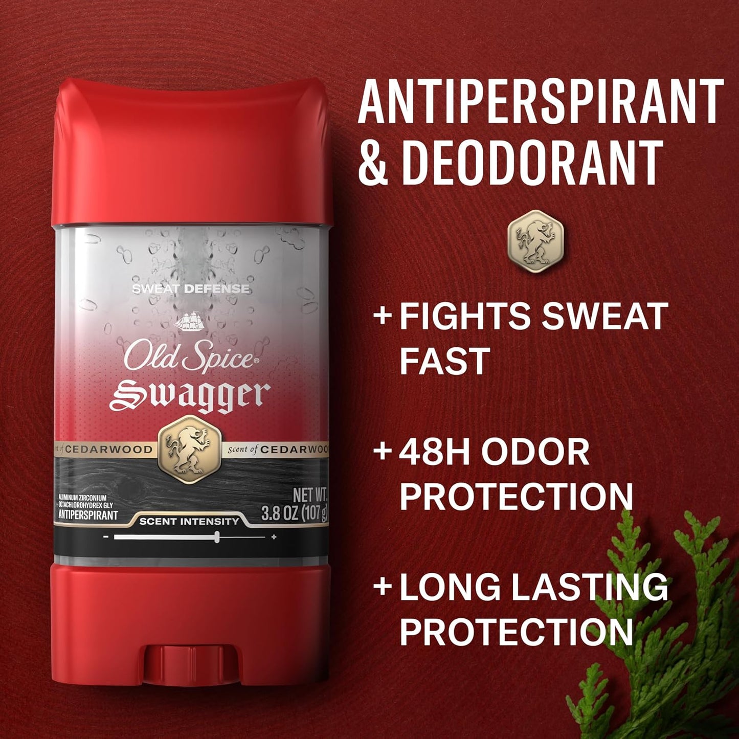 Old Spice Sweat Defense Antiperspirant Deodorant for Men, 24/7 Sweat & Odor Protection, Lasting Freshness, Clear Gel, Swagger Scent, 3.8 oz (Pack of 12)