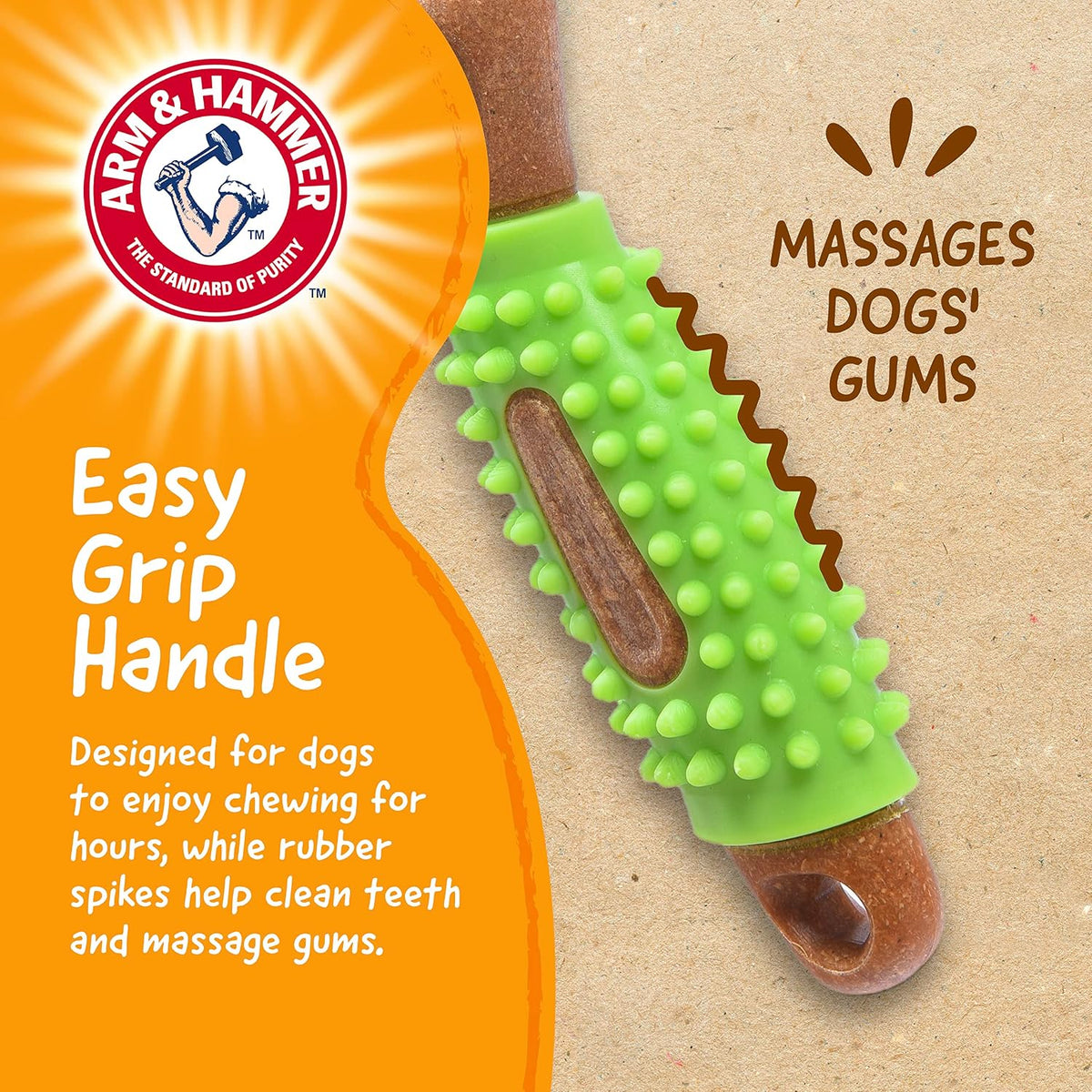 Arm & Hammer Chew Tools Compressed Wood Wrench Dog Chew Toy, 8 In
