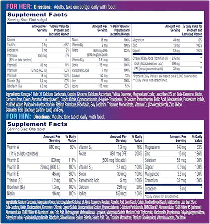 A Day Men's & Women's Pre-Pregnancy Multivitamin Softgel Including Vitamins A, Vitamin C, Vitamin D, B6, B12, Folic Acid & More, Supplement for Before, During, and Postnatal, 60 Count (Pack of 2)
