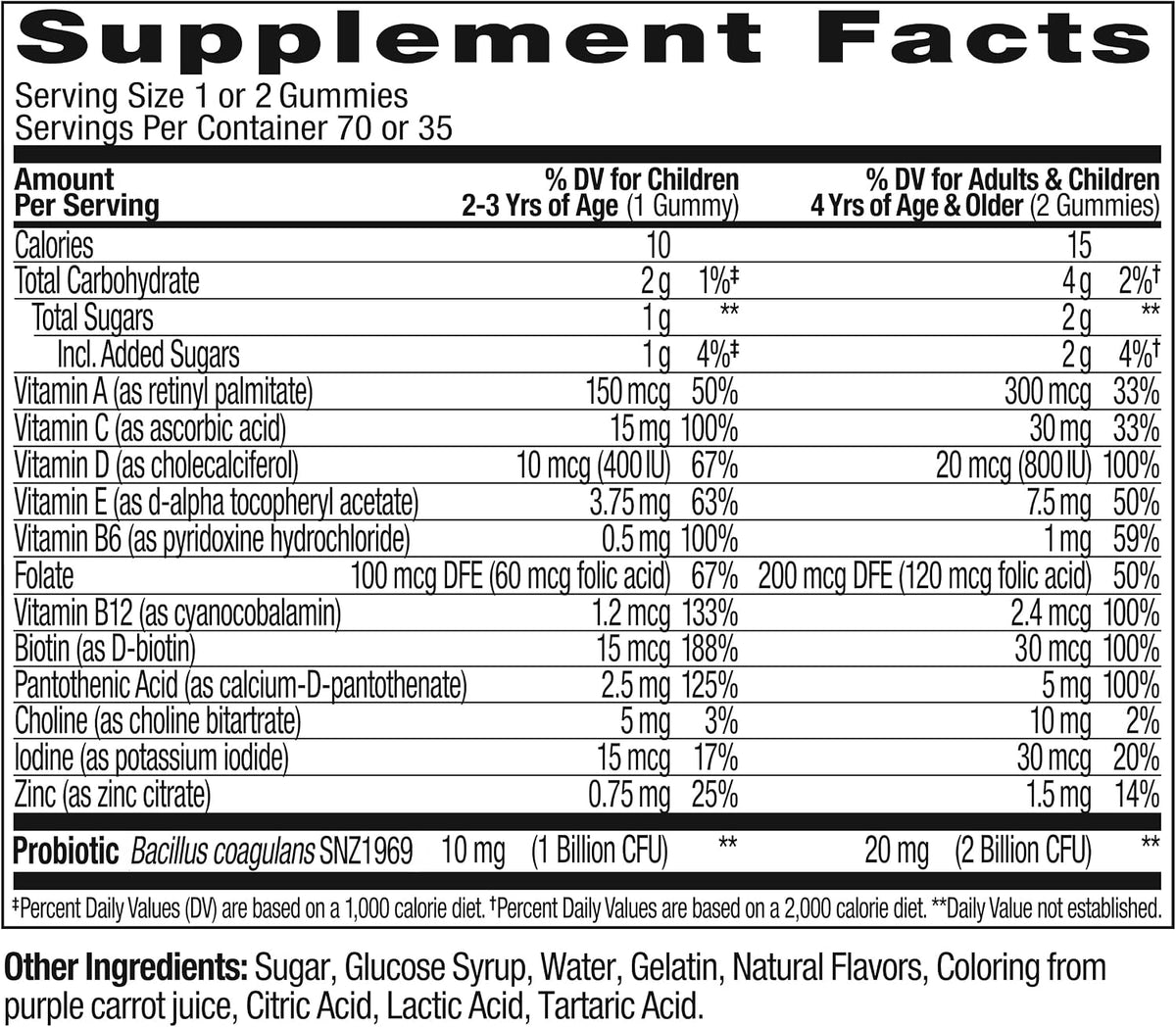 OLLY Kids Multivitamin & Probiotic Gummy, Digestive Support, Vitamins A, D, C, E, B, Zinc, Chewable Supplement, Berry Flavored, 35 Day Supply - 70 Count (Pack of 12)