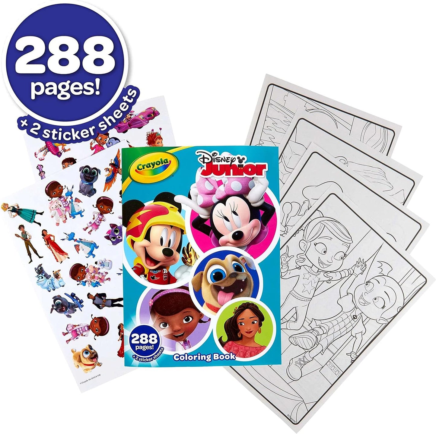 Crayola Disney Jr. Coloring Book (288 Pages), Includes Disney Stickers, Giant Coloring Book for Kids & Adults, Travel Activity, Ages 3 +