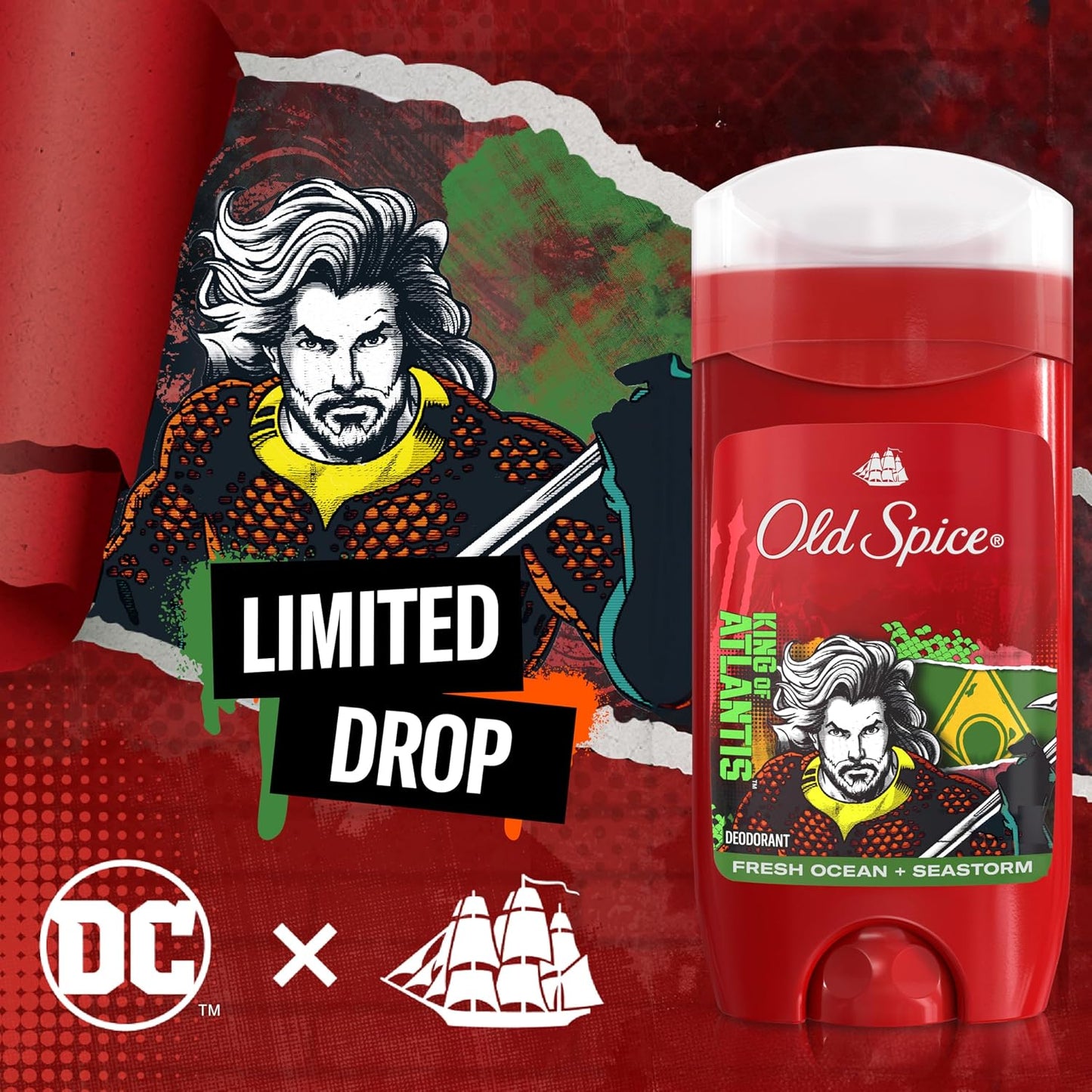 Old Spice Aluminum Free Deodorant for Men, 24/7 Freshness, Long Lasting Protection, Smell Like a Hero, Aquaman, Fresh Ocean and Seastorm Scent, 3 oz