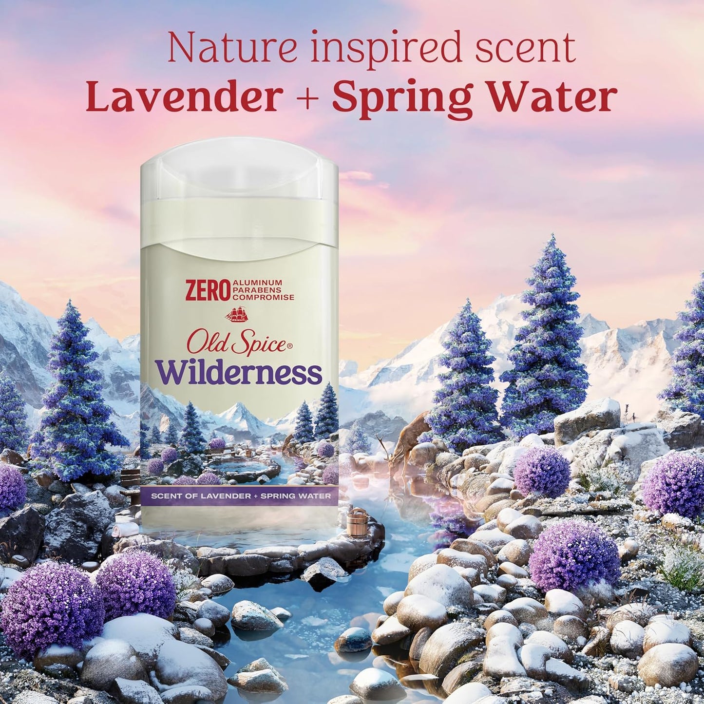 Old Spice Aluminum Free Deodorant for Men, 24/7 Lasting Freshness & Long Lasting Scent, 24/7 Sweat & Odor Protection, Wilderness with Lavender Scent, 3.0 oz (Pack of 3)
