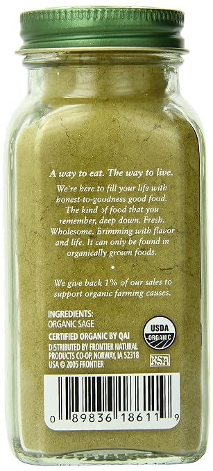 Simply Organic Ground Sage Leaf, Certified Organic | 1.41 oz | Salvia officinalis L. (Pack of 2)