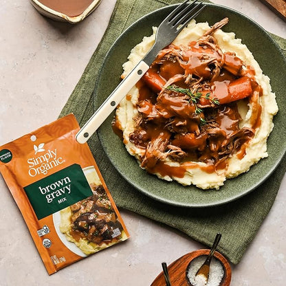 Simply Organic Brown Gravy Mix, Certified Organic, Gluten Free | 1 Ounce (Pack of 12)