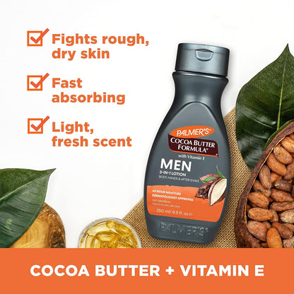 Palmer's Cocoa Butter Formula Men's 3-in-1 Fast Absorbing Face & Body Lotion, 8.5 oz. (Pack of 2)