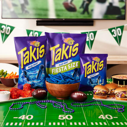 Takis Blue Heat Rolled Tortilla Chips, 17oz Bag | Extremely Spicy Hot Chili Pepper Flavor, Corn Snack Chips, Big Party Size for Sharing at Fiestas and Cook-Outs