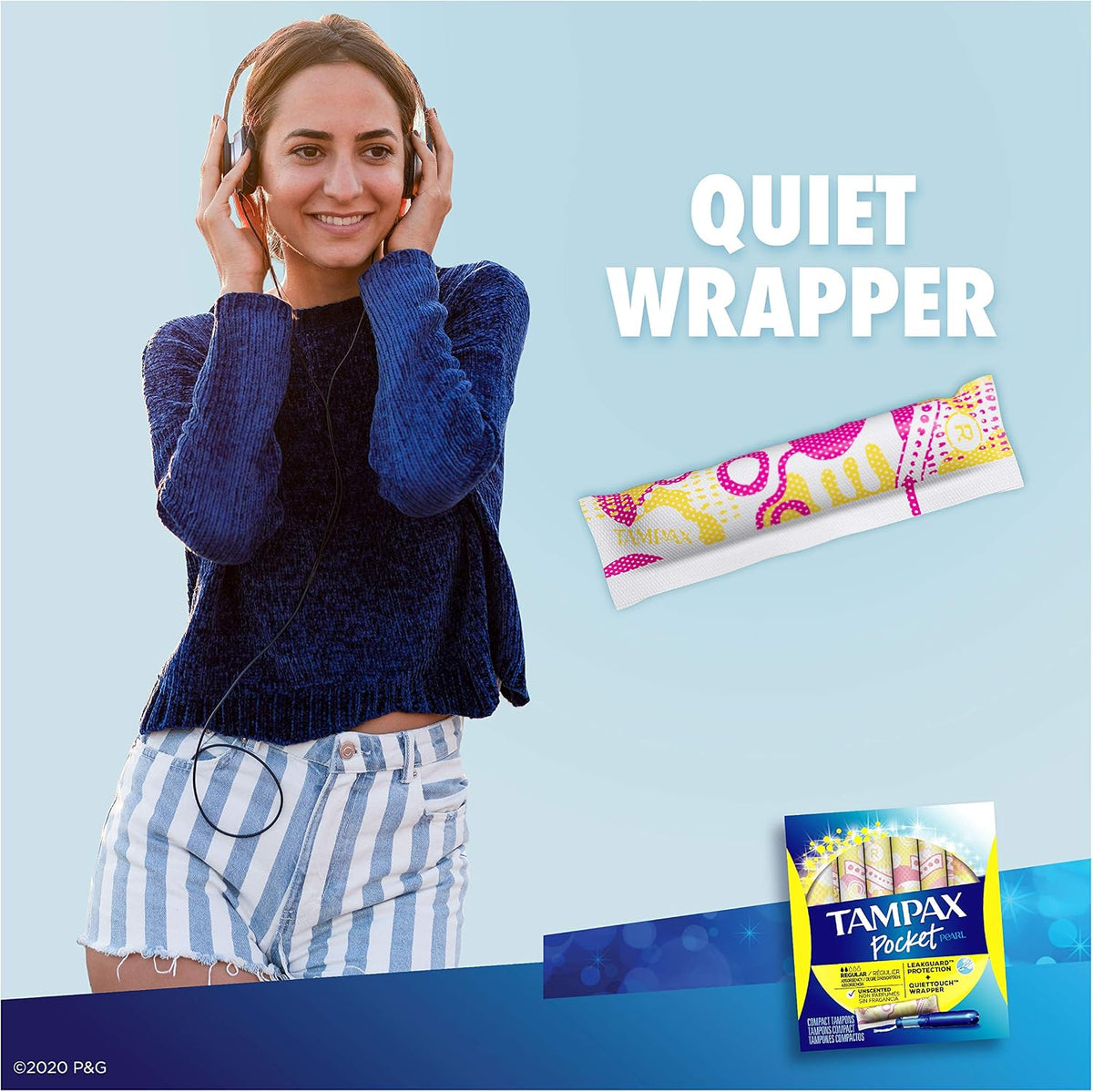 Tampax Pocket Pearl Tampons Regular Absorbency with LeakGuard Braid, Unscented, 16 Count (Pack of 2)