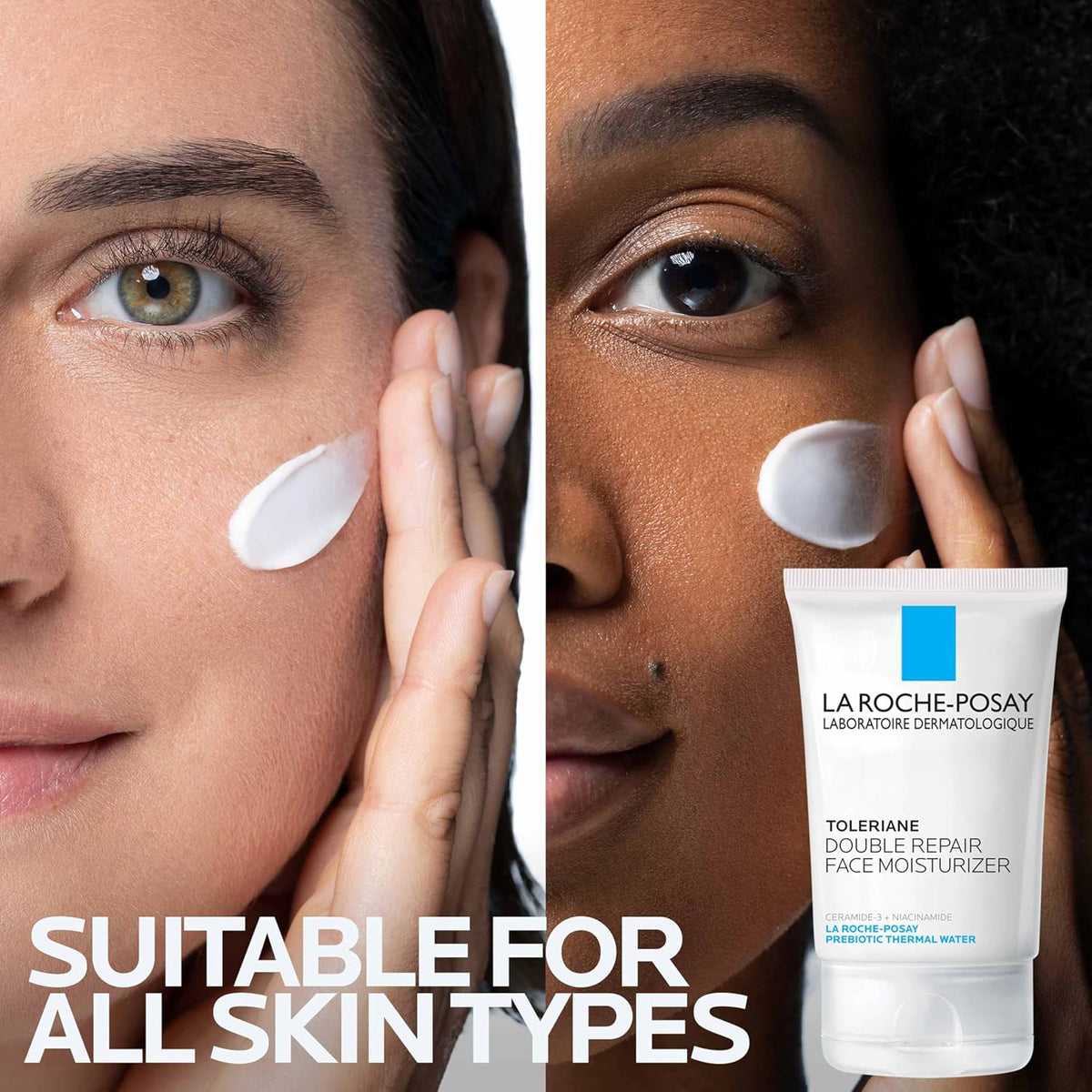 La Roche-Posay Toleriane Double Repair Face Moisturizer,Daily Moisturizer Face Cream with Ceramide and Niacinamide for All Skin Types,Oil Free,Fragrance Free,(Pack of 2)