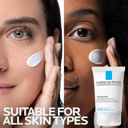 La Roche-Posay Toleriane Double Repair Face Moisturizer,Daily Moisturizer Face Cream with Ceramide and Niacinamide for All Skin Types,Oil Free,Fragrance Free,(Pack of 2)