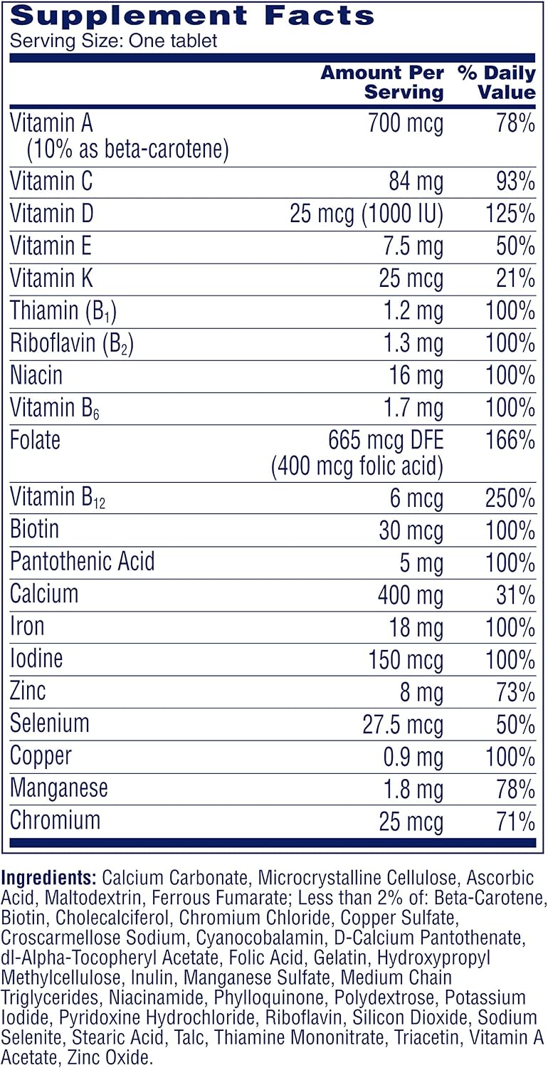 One A Day Women?s Multivitamin, Supplement with Vitamin A, C, D and E Plus Zinc for Immune Health Support, B12, Biotin, Calcium & More, Tablet, 100 Count