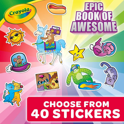 Crayola Epic Book of Awesome Coloring Book (288pgs), Animal Coloring Pages, Glitter Stickers, Travel Activity, Gift for Kids, Ages 3+