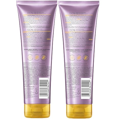 L'Oreal Paris EverPure Blonde Sulfate Free Shampoo for Color-Treated Hair, Neutralizes Brass + Balances, For Blonde Hair, 2 Count (8.5 Fl; Oz each) (Packaging May Vary)