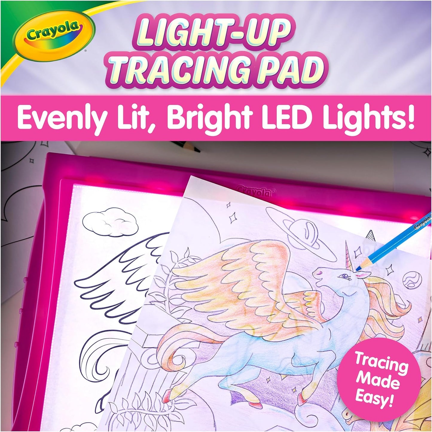 Crayola Light Up Tracing Pad Pink, Best Birthday Gifts for Girls & Boys, 6, 7, 8 Year Olds, Kids Toys, Light Box Art Kit for Kids