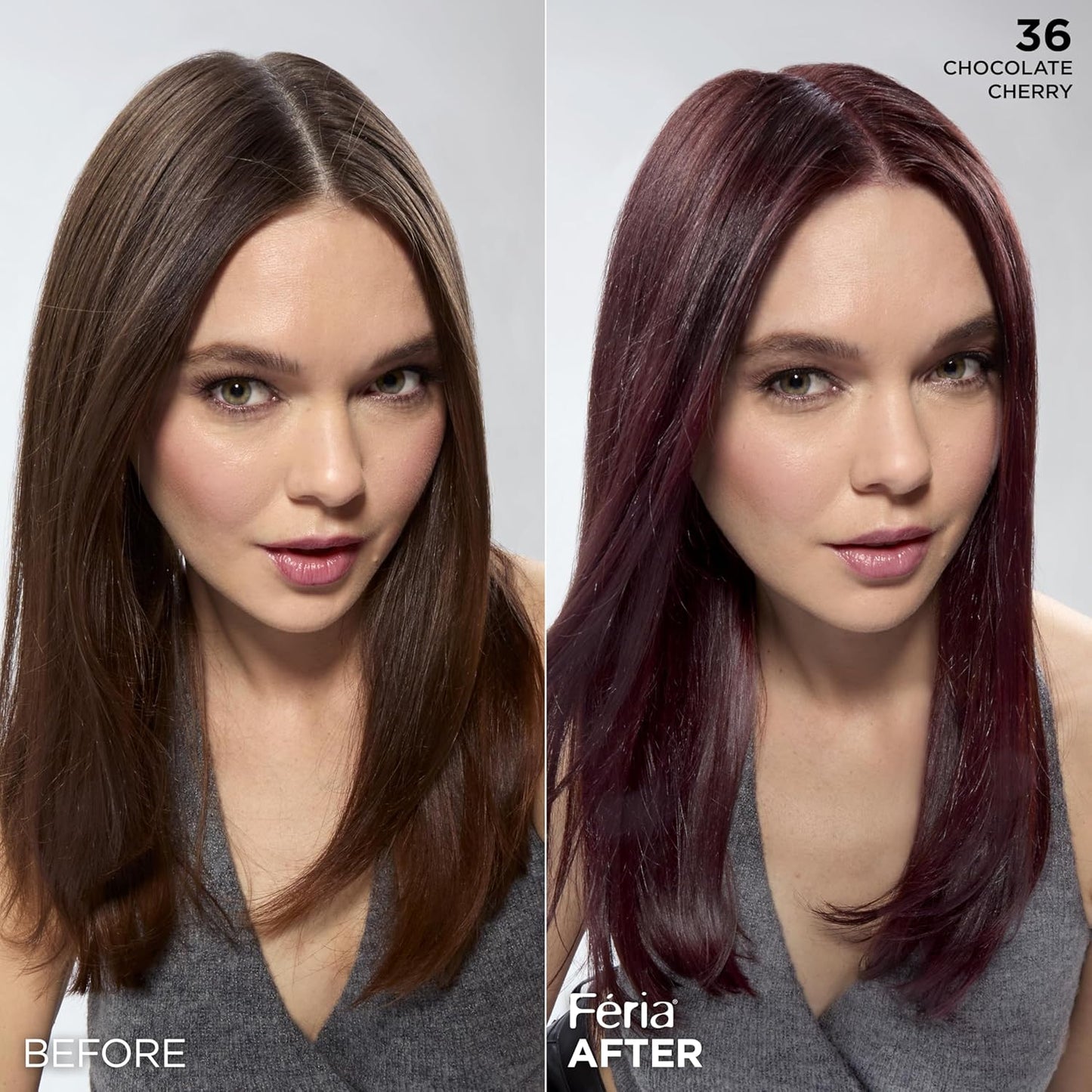 L'Oreal Paris Feria Multi-Faceted Shimmering Permanent Hair Color, Chocolate Cherry, Hair Dye Kit, Pack of 2