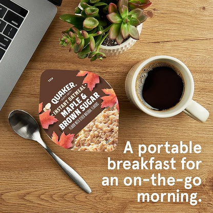 Quaker Instant Oatmeal Express Cups, Maple & Brown Sugar, 1.69 Ounce (Pack of 12)
