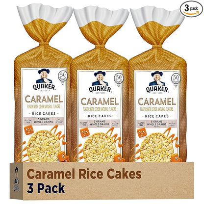 Quaker Large Rice Cakes, Caramel, Pack of 3