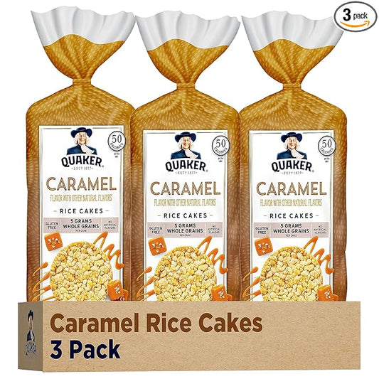 Quaker Large Rice Cakes, Caramel, Pack of 3